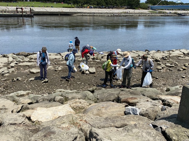 葛西海浜公園にてテグス拾い
